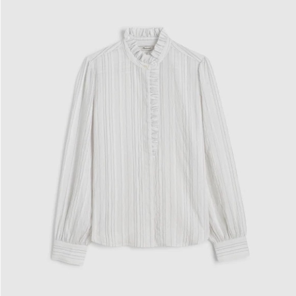 Madewell Tops - NWT Madewell Ruffled Button-Up Top White Women’s Large